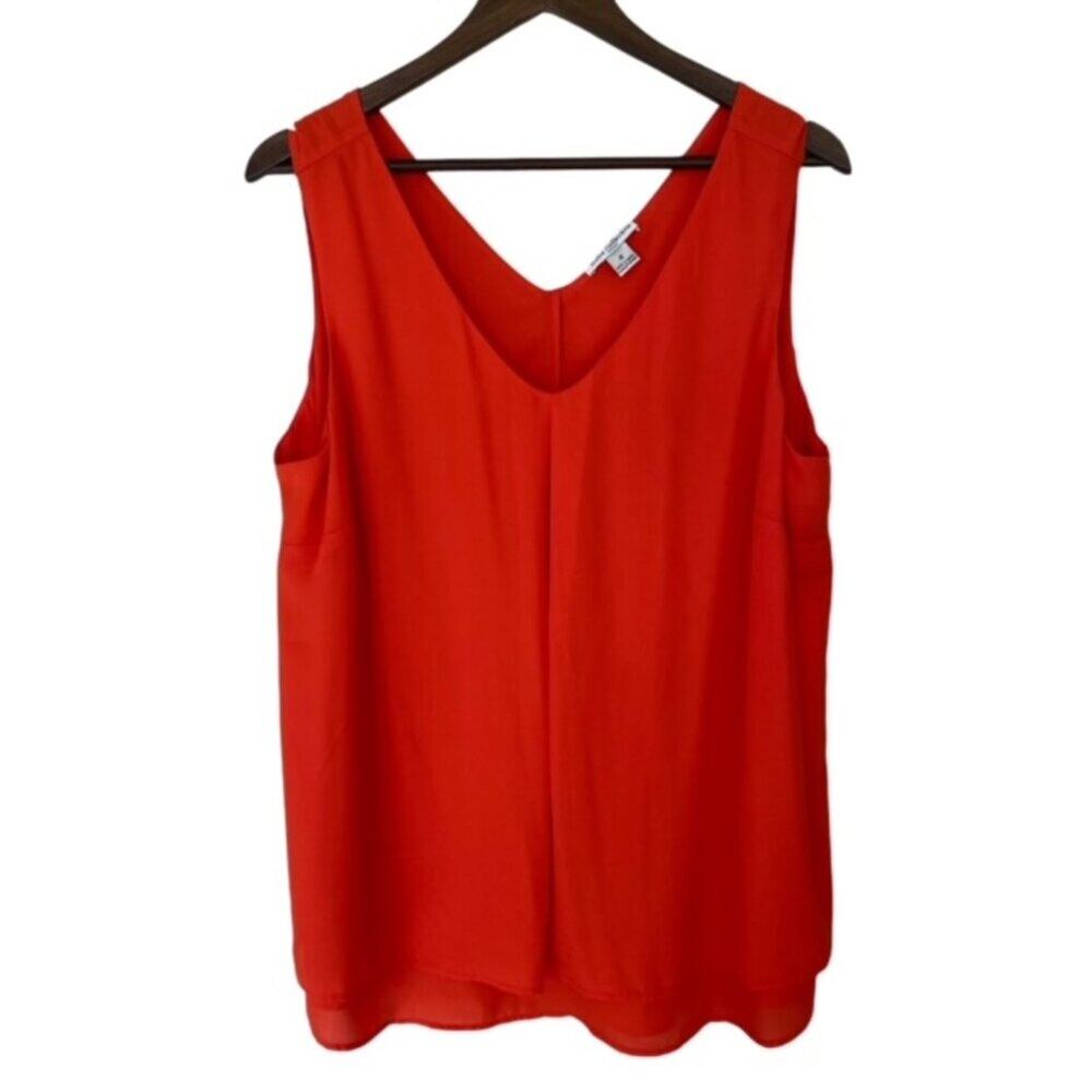 3/$21 Dalia Collection Orange V-Neck Flowy Sleeveless Blouse  - 1X
